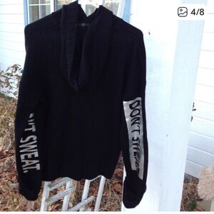 Topshop Black and White 'Don't Sweat' Knit Hoodie
